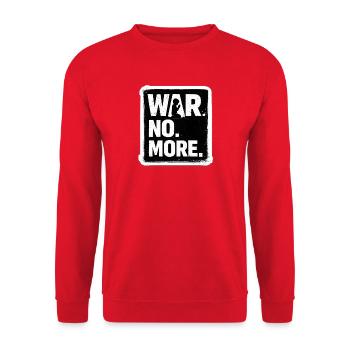 War No More – Sticker Peace & Humanity - Unisex Sweatshirt - red - Front - Alina (178cm) & Michal (187cm)