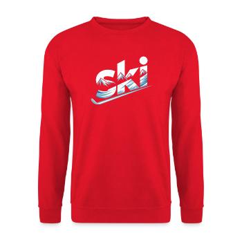 Ski Bergpanorama Typo Design - Unisex Pullover - Rot - Vorne - Alina (178cm) & Michal (187cm)