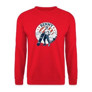 Benny, Vintage-Look - Unisex Pullover - Rot - Vorne - Alina (178cm) & Michal (187cm)
