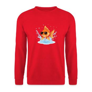 Golden Fish Summer Glasses - Unisex Sweatshirt - red - Front - Alina (178cm) & Michal (187cm)