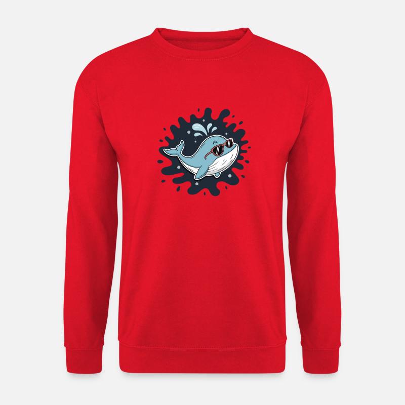 Chill Whale mit coolen Gläsern - Unisex Pullover - Rot