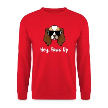 Hey Paws Up Cavalier King Charles Spaniel Kunst - Unisex Pullover - Rot - Vorne - Alina (178cm) & Michal (187cm)