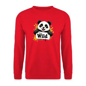 Panda Graffiti Illustration Stay Wild - Unisex Sweatshirt - red - Front - Alina (178cm) & Michal (187cm)