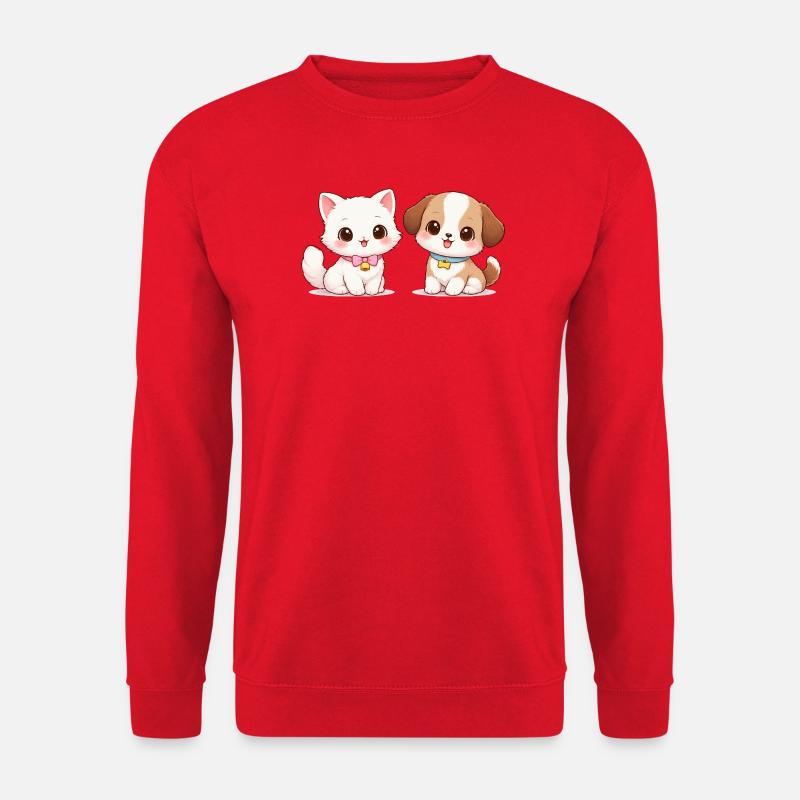 Hund Katze Comic - Unisex Pullover - Rot