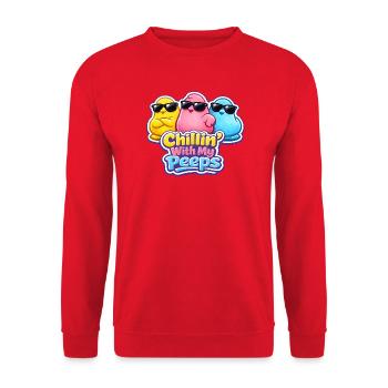 Poussin, Printemps, Fleurs, Été, Pâques, Jardin - Sweat-shirt Unisexe - rouge - Devant - Alina (178cm) & Michal (187cm)