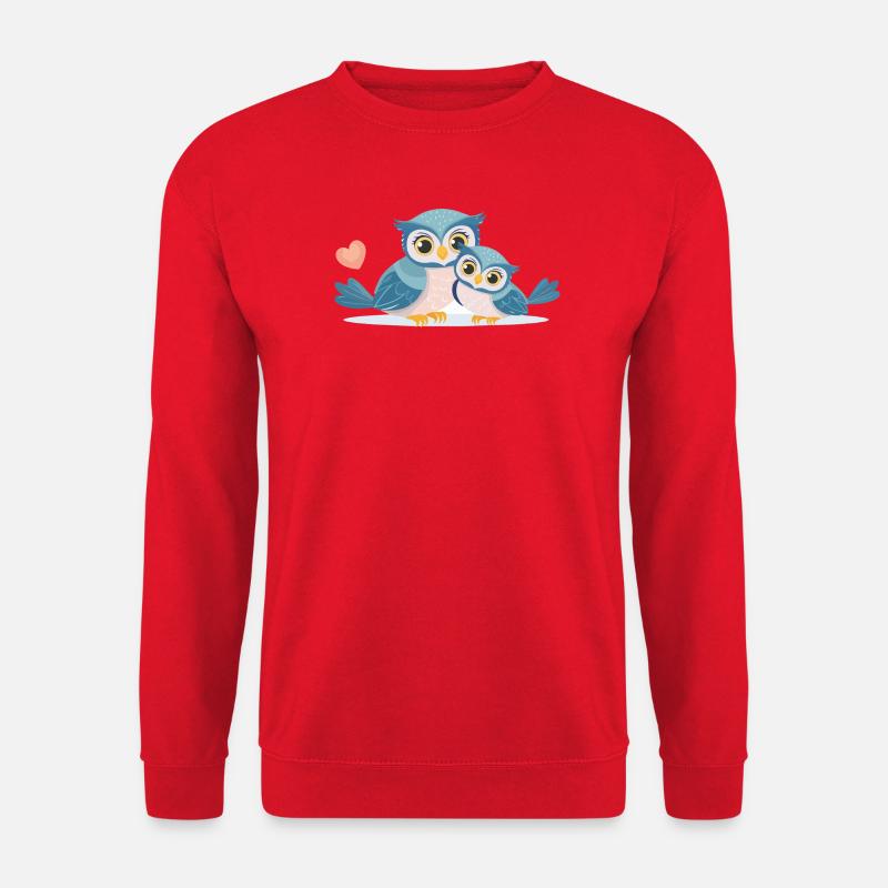 Eulenmama mit Kind - Unisex Pullover - Rot