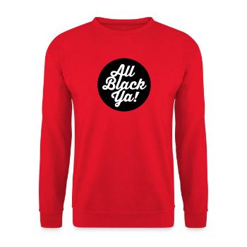 All Black Ya Typo Shirt - Unisex Pullover - Rot - Vorne - Alina (178cm) & Michal (187cm)