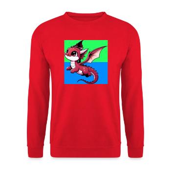 Drache - Unisex Pullover - Rot - Vorne - Alina (178cm) & Michal (187cm)