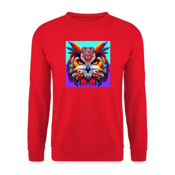 Eule - Unisex Pullover - Rot - Vorne - Alina (178cm) & Michal (187cm)