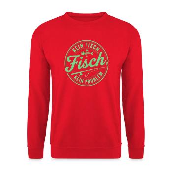Kein Fisch, Kein Problem, Angler Shirt, Hoodie - Unisex Pullover - Rot - Vorne - Alina (178cm) & Michal (187cm)