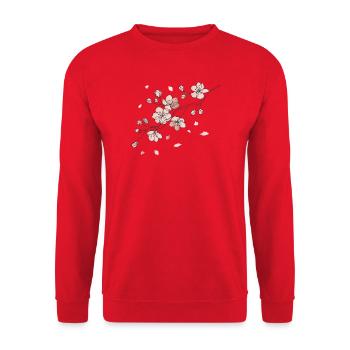 Cherry Blossom Branch Line Art Illustration - Unisex Sweatshirt - red - Front - Alina (178cm) & Michal (187cm)