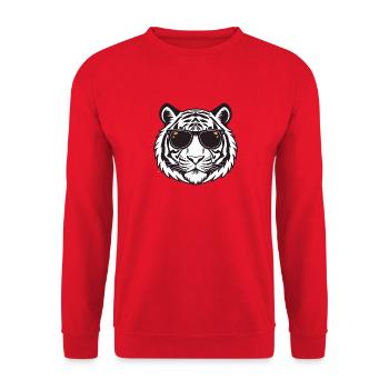Tiger Chic schwarze Brille - Unisex Pullover - Rot - Vorne - Alina (178cm) & Michal (187cm)