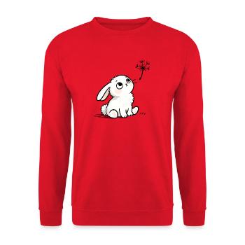 Lapin blanc regard rêveur et pissenlit - Sweat-shirt Unisexe - rouge - Devant - Alina (178cm) & Michal (187cm)