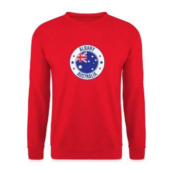 Albany Australien Emblem - Unisex Pullover - Rot - Vorne - Alina (178cm) & Michal (187cm)