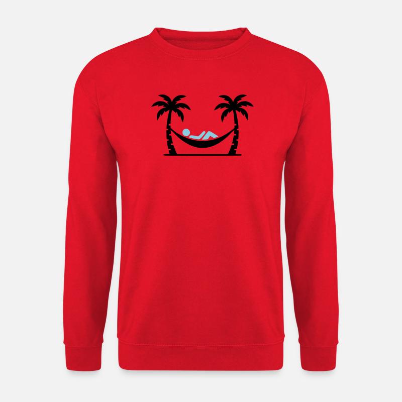 Hängematte Zwei Palmen - Unisex Pullover - Rot
