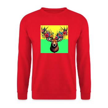 Hirsch - Unisex Pullover - Rot - Vorne - Alina (178cm) & Michal (187cm)