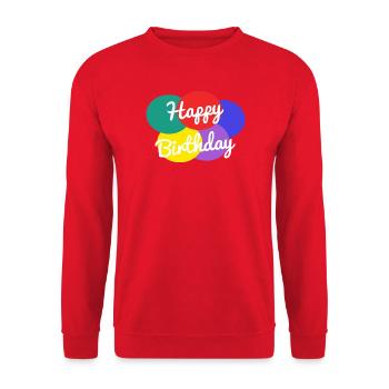 ALLES GUTE ZUM GEBURTSTAG. ALLES GUTE ZUM GEBURTSTAG. JAHRESTAG. - Unisex Pullover - Rot - Vorne - Alina (178cm) & Michal (187cm)