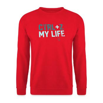 Developer Fun Hoodie, CTRL + Z My Life , Tasse - Unisex Pullover - Rot - Vorne - Alina (178cm) & Michal (187cm)