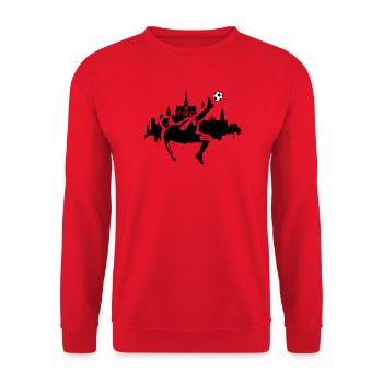 Fußball Fallrückzieher Köln - Unisex Pullover - Rot - Vorne - Alina (178cm) & Michal (187cm)