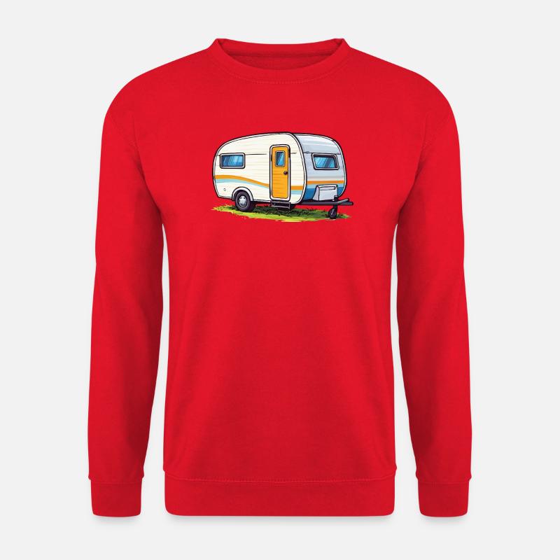 Retro-Wohnwagen Reise-Illustration - Unisex Pullover - Rot