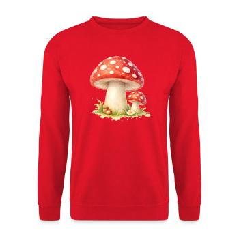 Fliegenpilz Illustration Roter Pilz Naturmotiv   - Unisex Pullover - Rot - Vorne - Alina (178cm) & Michal (187cm)