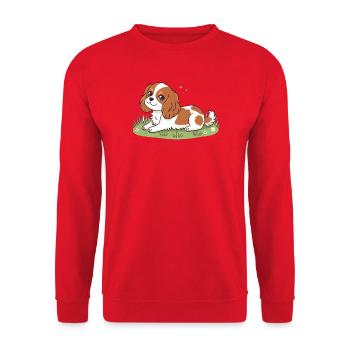 Puppy rider in the sun on grass - Unisex Sweatshirt - red - Front - Alina (178cm) & Michal (187cm)
