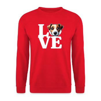 LOVE Jack Russel Dog Dog Lover Funny - Unisex Sweatshirt - red - Front - Alina (178cm) & Michal (187cm)