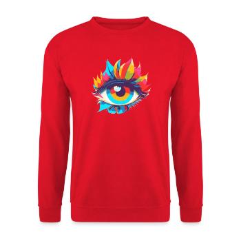 Bunter Augenzauber Pop Art - Unisex Pullover - Rot - Vorne - Alina (178cm) & Michal (187cm)