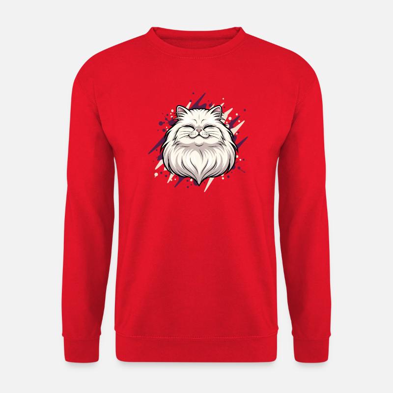Fröhlicher Katzenkopf mit Farbklecks - Unisex Pullover - Rot