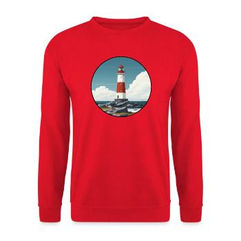 Phare breton sur la côte rocheuse - Sweat-shirt Unisexe - rouge - Devant - Alina (178cm) & Michal (187cm)