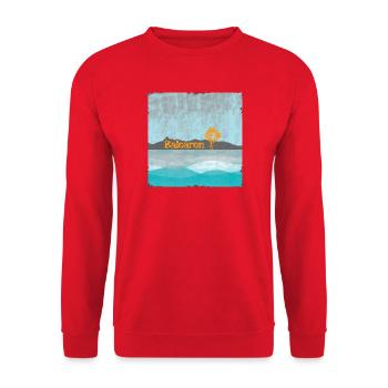 Balearen Küste Windmühle Sonnenflug - Unisex Pullover - Rot - Vorne - Alina (178cm) & Michal (187cm)