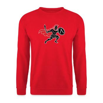 Spartan Black and Red Spartan Warrior Mascot - Unisex Sweatshirt - red - Front - Alina (178cm) & Michal (187cm)