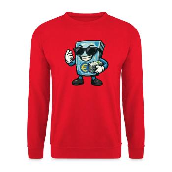 Euro Money with Sunglasses - Unisex Sweatshirt - red - Front - Alina (178cm) & Michal (187cm)