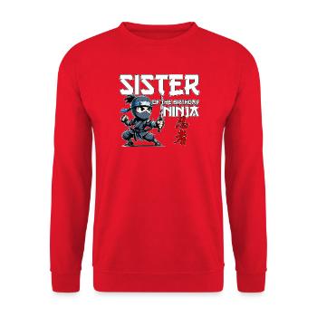 Sister Of The Birthday Ninja Birthday Funny - Unisex Sweatshirt - red - Front - Alina (178cm) & Michal (187cm)