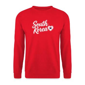 South Korea Script with Flag Heart Love - Unisex Sweatshirt - red - Front - Alina (178cm) & Michal (187cm)