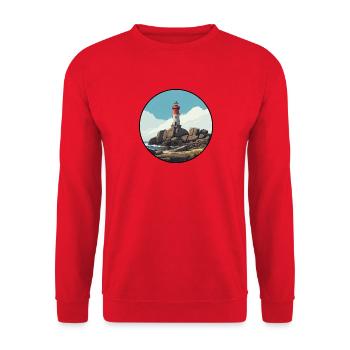 Phare breton au bord de la mer - Sweat-shirt Unisexe - rouge - Devant - Alina (178cm) & Michal (187cm)