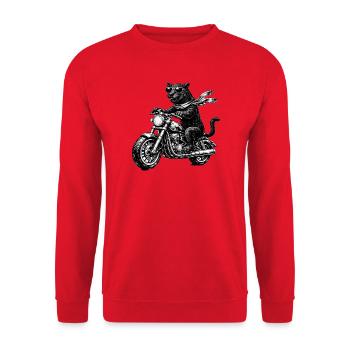 Panthère noire à moto avec des lunettes de soleil - Sweat-shirt Unisexe - rouge - Devant - Alina (178cm) & Michal (187cm)