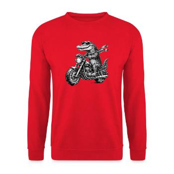 Crocodile on motorcycle with sunglasses - Unisex Sweatshirt - red - Front - Alina (178cm) & Michal (187cm)