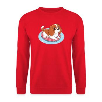 Summer Buoy Swimmer Puppy - Unisex Sweatshirt - red - Front - Alina (178cm) & Michal (187cm)