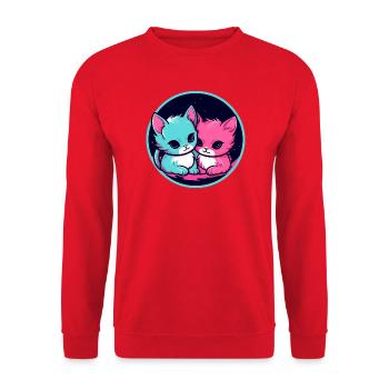 Kitten Duo Neon - Unisex Sweatshirt - red - Front - Alina (178cm) & Michal (187cm)