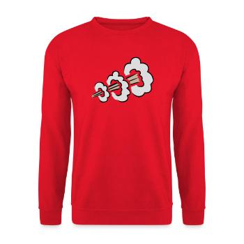 Loud Fart Explosion Funny Toilet Humor Comic Cloud - Unisex Sweatshirt - red - Front - Alina (178cm) & Michal (187cm)