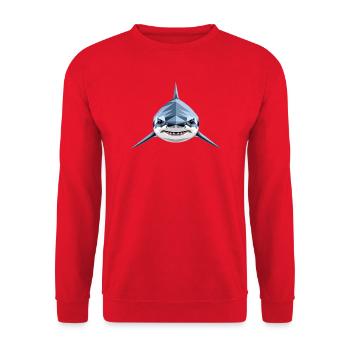 Hai Haifisch Tigerhai Taucher Süße Haie Weißer Hai - Unisex Pullover - Rot - Vorne - Alina (178cm) & Michal (187cm)
