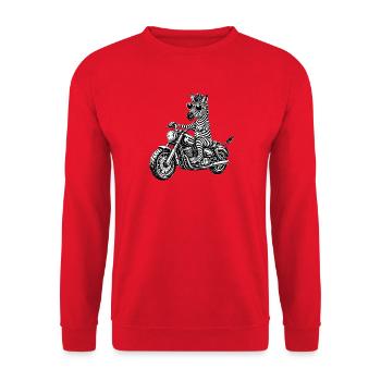 Zèbre à moto avec des lunettes de soleil - Sweat-shirt Unisexe - rouge - Devant - Alina (178cm) & Michal (187cm)