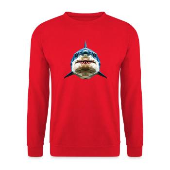 Hai Haifisch Tigerhai Taucher Süße Haie Weißer Hai - Unisex Pullover - Rot - Vorne - Alina (178cm) & Michal (187cm)