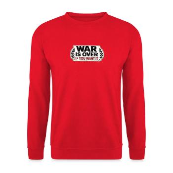 War No More – Sticker Peace & Humanity - Unisex Sweatshirt - red - Front - Alina (178cm) & Michal (187cm)