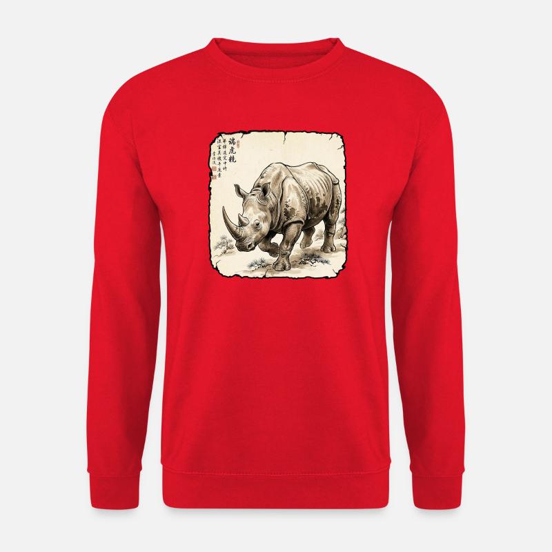 Nashorn Asiatisch Rhinozeros - Unisex Pullover - Rot