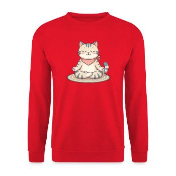 Zen Cat Meditation - Unisex Sweatshirt - red - Front - Alina (178cm) & Michal (187cm)