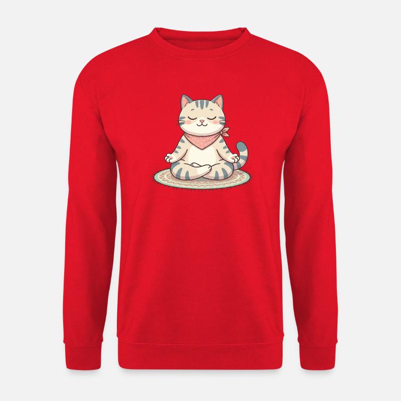 Zen-Katzen-Meditation - Unisex Pullover - Rot