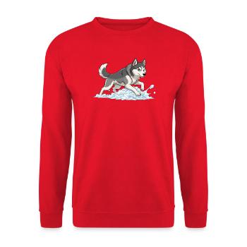 Husky Sprint in Snow Foam - Unisex Sweatshirt - red - Front - Alina (178cm) & Michal (187cm)