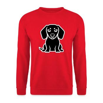 Dachshund Dog Sticker Icon - Unisex Sweatshirt - red - Front - Alina (178cm) & Michal (187cm)